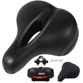 ROGTYO Bicycle Saddle Gel Bicycle Seat Pro 2.0 Upgrade Wide Super Soft Comfortable Breathable Shock Absorbing Ergonomic Memory Foam Bicycle Saddle with Waterproof (Black)
