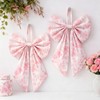 Suncalla 2 Pcs Pink Toile Chinoiserie Wreath Bow for Front