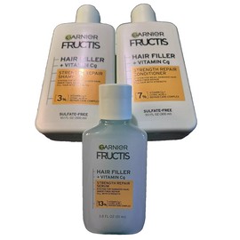 GARNIER Fructis HAIR FILLER STRENGTH REPAIR SHAMPOO + CONDITIONER +SERUM SET LOT