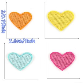 MSCFTFB 33 Pieces Small Heart Iron on Patches Sew Embroidered Patches Appliques Garment Embellishments for Clothing Jackets Backpack Shoes Repairing Decorations (Red)
