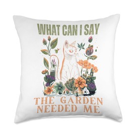Gardening Goddess Garden Paw-ty Cat Mom Garden Vacation Throw Pillow
