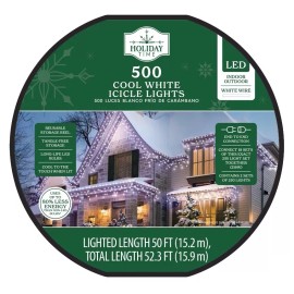 Holiday Time NEW - Holiday Time 500 Count Cool White LED  Icicle Lights with White Wire 52 ft
