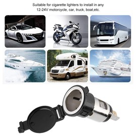 Enchufe de Encendedor de Cigarrillos 12-24v Adaptador de Encendedor de Cigarrillos Enchufe Hembra de Encendedor de Cigarros para Motocicleta de Automóvil Camper Bote Negro