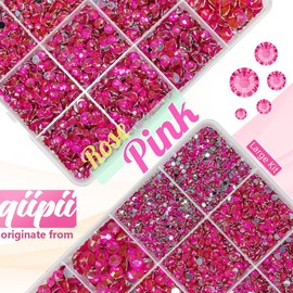 qiipii Rose Pink Crystal Resin Rhinestones w B7000 Jewelry Glue for Bedazzling Crafting Hot Pink Flatback Stones 2mm 3mm 4mm 5mm 6mm Rose Red Diamonds Gems for Nails Face Eyes Makeup Tumblers Crafts