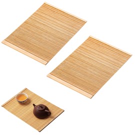 Nalaina Placemats (Set of 2) Bamboo Tea Mat 11.8×7.9 inches Insulated Non-Slip Solid Japanese Style Kitchen Home Restaurant Teaware Tea Ceremony Supplies