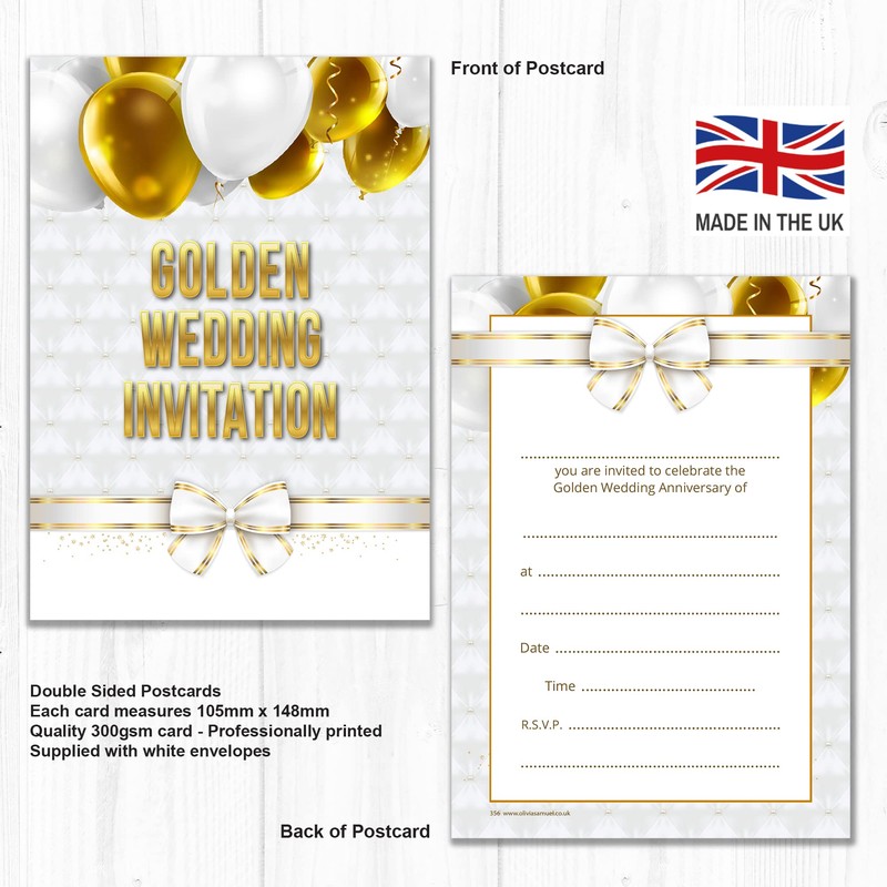 Olivia Samuel 20 x Golden Anniversary Party Invites from A6