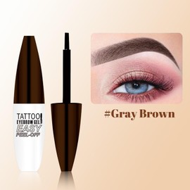 Waterproof Brow Tint with Buildable Formula, Peel-Off Eyebrow Tattoo Gel, Long-Lasting Eyebrow Dye for Natural Color, Perfect for Busy Days (Grey Brown)