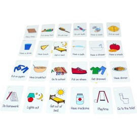 Morning & Bedtime Visual Daily Routine Flash Cards Bungee Set - Visual Aid for special needs autism speech delay