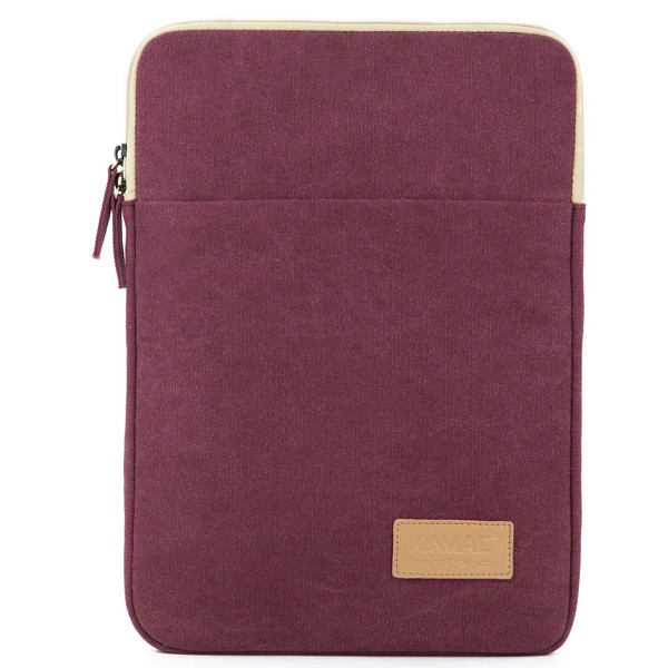 Kinmac Wine Red Canvas Vertical Style Waterproof Laptop Sleeve Bag