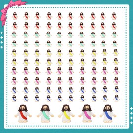100 Pcs Little Jesus Figurines Mini Jesus Figures Pocket Jesus Religious Gifts for Easter Egg Stuffers Christmas Decorations to Hide and Seek Sunday School Baptism Activities