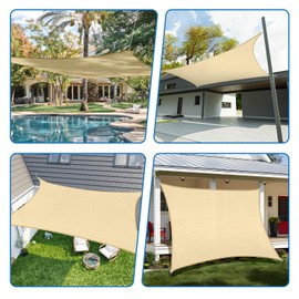 TANG Sun Shade Sail 6'x6' Beige Square Sunshade Cloth UV Block Permeable Sail for Outdoor Patio Garden Pergola Gazebo Deck