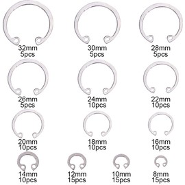 INCREWAY 125pcs Stainless Steel Internal Circlip Snap Retaining Clip Ring Assortment Set-Size: 8mm to 32mm