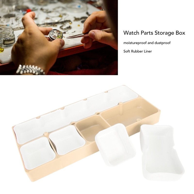 Watch Parts Storage Box Stackable 5 Compartments Acrylic Rubber Watch