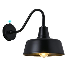 METOJIA Gooseneck Barn-Lights Outdoor Fixture - 18 inch Farm Style Black Large Lighting Farmhouse Exterior Sconce Wall Light for House, Dusk to Dawn Sensor Front Door Porch Garage (18 inch)