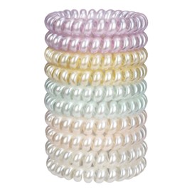 JessLab Spiral Hair Ties, 10 Pcs Traceless Phone Cord Hair Ties Spiral Bracelet Plastic Coil Hair Ties Ponytail Holders No-Damage Hair Accessory for Girls Women Ladies, Color Assorted, Set 36