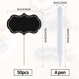Food Labels for Party Buffet 50 Pcs Cheese Markers Food Signs for Party Food Labels for Charcuterie Board with Pen Buffet Labels Food Tags for Wedding Birthday Party Decor (Black)
