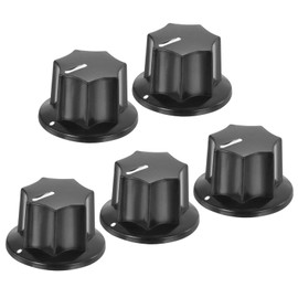 QUARKZMAN Potentiometer Knobs Bakelite 24 x 15 mm Volume Control Knob Cap for Guitar Bass, Volume Control, Audio 6 mm Hole with 5 Pieces Set Screw Black 5 Pieces
