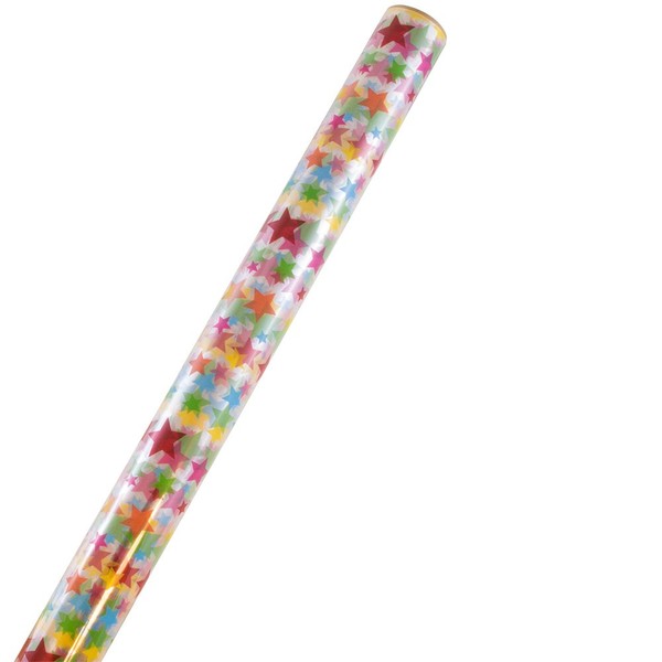 JAM Paper® Cellophane Design Gift Wrap - Rainbow Stars - 20 sq ft. - Sold Individually