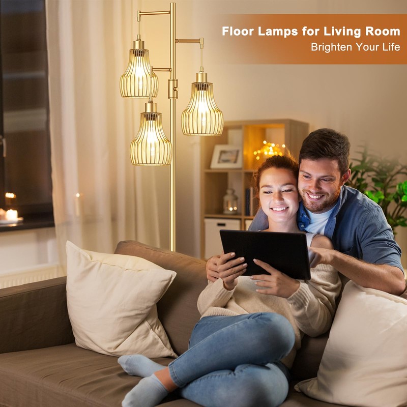 Ziisee Dimmable Gold Floor Lamps for Living Room, 70" Farmhouse