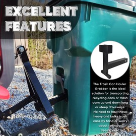 VONLX Trash Can Hauler Grabber with 2 inch Hitch Reciever, Garbage Hauling Towing Hitch Attachment on Lawnmower Three Point Hitch Fit for Lawn Mower Garden Tractors