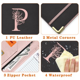 YeeCASE YeeCASE Server Book, Alphabet Waitress Book for Waitress, Leather Waitess Book with Zipper Pocket, Server Manual Checkbook Fits Server Apron (P)