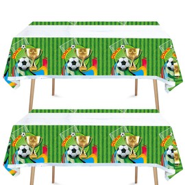 Egami 2pcs Soccer Party Tablecloth Table Cover Party Supplies Soccer Party Decorations 70 inches x 42 inches for Soccer party supplies (Green Soccer HH)