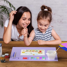 BlueFinger Silicone Craft Mat, 20"x16" Silicone Painting Mat with Cup, Nonstick Silicone Sheet for Resin Jewelry Casting, Creator Silicone Mat for Art, DIY, Drawing, Clay and Play Doh (Purple)