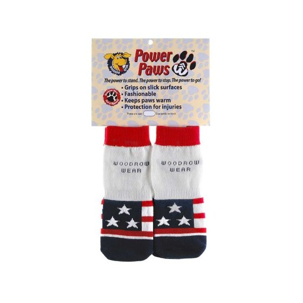 Woodrow Wear, Power Paws Advanced Dog Socks, American Flag, XS, Fits 12-25 pounds