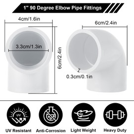 1 Inch 90 Degree Elbow PVC Fitting, 30 Pack 2 Way Furniture Grade PVC Connectors for Schedule 40 PVC Pipe, Build Heavy Duty PVC Furniture and Plumbing Projects White