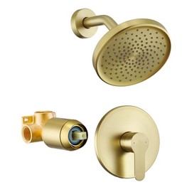 Tohlar Gold Single-Handle Shower Faucet Set with 6 Inch Rainfall Shower Head and Modern Shower Trim Kit in Brushed Gold
