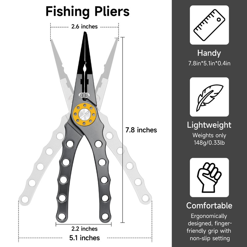 SAN LIKE Alicates de pesca de aluminio para eliminar ganchos,