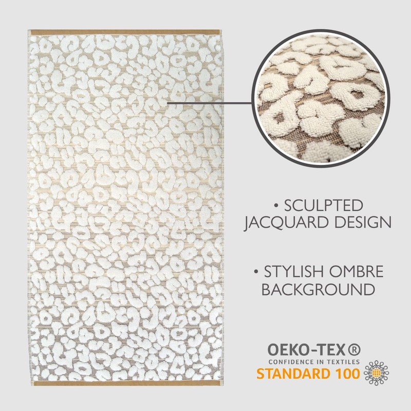 Allure Leopard Bath Sheet, 100% Cotton, Luxury Jacquard Print, Soft