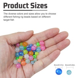 MAFIMOEA 200/500pcs Luminous Fishing Beads Bait Eggs Assorted Set Plastic Fishing Line Rig Bead for Bass Catfish 6mm 9mm Freshwater Saltwater