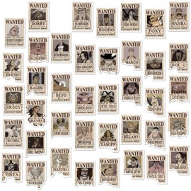 80pcs Anime Wanted Poster Stickers, Cute Vinyl Waterproof Pirate Manga Sticker for Notebook, Water Bottles, Laptop, Skateboards, Luggage, Phone Suitcase, Guitar