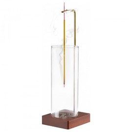 Volumoon Incense Holder, Incense Burner Stick Holder, Stainless Steel Incense Stick Holder, with Detachable Glass Ash Catcher, Censer Holder, Round Wood Incense Burner for Home Office Yoga Meditation