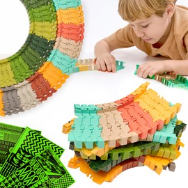 Extra 72 Track Pieces & 3 Glow Sticker Sheets Pack – Expand Your Racetrack Fun! Build Bigger, Race Faster, and Shine Brighter!