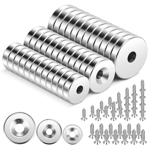 Wzone Set of 36 Mini Magnets Strong Set, 3 Sizes