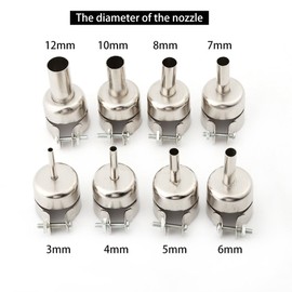Heat Gun Nozzle, Fydun 8pcs Heat Gun Nozzles Kits Welding Nozzles For Hot Air Soldering Station Repair Tools 3/4/5/6/7/8/10/12mm