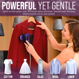 Virellix Mini Steam Iron & Travel Garment Steamer – 1200W Portable Wrinkle Remover, Handheld Clothes Steamer, 20s Fast Heating, 4 Modes, Compact Folding Design, Fabric Steamer for Home & Travel–Purple