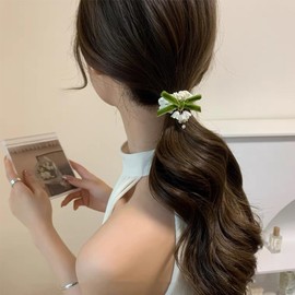 Fasele Hair Rubber Hair Elastic Orchid 4-piece Set, Hair Clip, Forest Girl, Hair Accessory, Elegant, Hair Ornament, Women's, Gentle, Stylish, Everyday, Work, Birthday, Recitals, Weddings, Graduations,