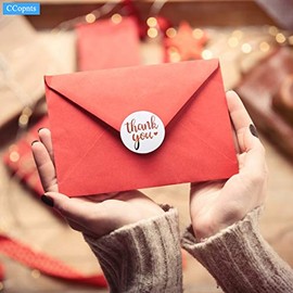 Rollo de pegatinas de agradecimiento de oro rosa de 1.5 pulgadas, 500 unidades, etiquetas, sellos de sobre, etiquetas de regalo para bodas y fiestas