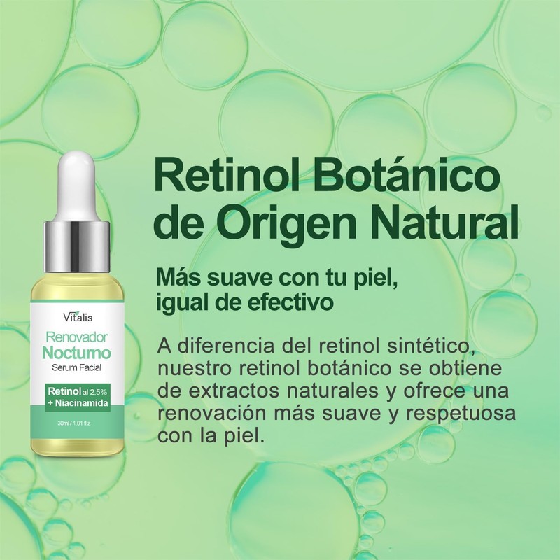 Sérum Retinol Botánico 2.5% + Niacinamida B3 – Anti-edad, Reduce