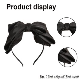 ROMODIYA 1Pcs French Black Hair Headbands Knot Bow Headbands for Women Black Ribbon Hair Bow Hair bands Fashion Hair Accessories Facial Makeup Head Band Party Decoration Headwear Headdress