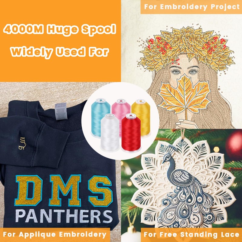 New brothread - Single Huge Spool 4000M Each Polyester Embroidery