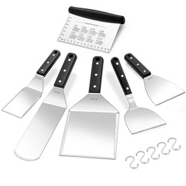 HaSteeL 18/10 Stainless Steel Griddle Spatula, Flat Top Grill Accessories Set of 11, Heavy Duty Metal Spatula Turner & Griddle Scraper for Teppanyaki Tailgating Stove Skillet Camping, Dishwasher Safe