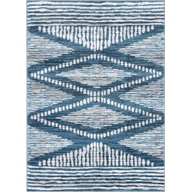 Well Woven Dulcet Aosta Tribal Diamond Pattern Light Blue 7'10" x 9'10" Area Rug