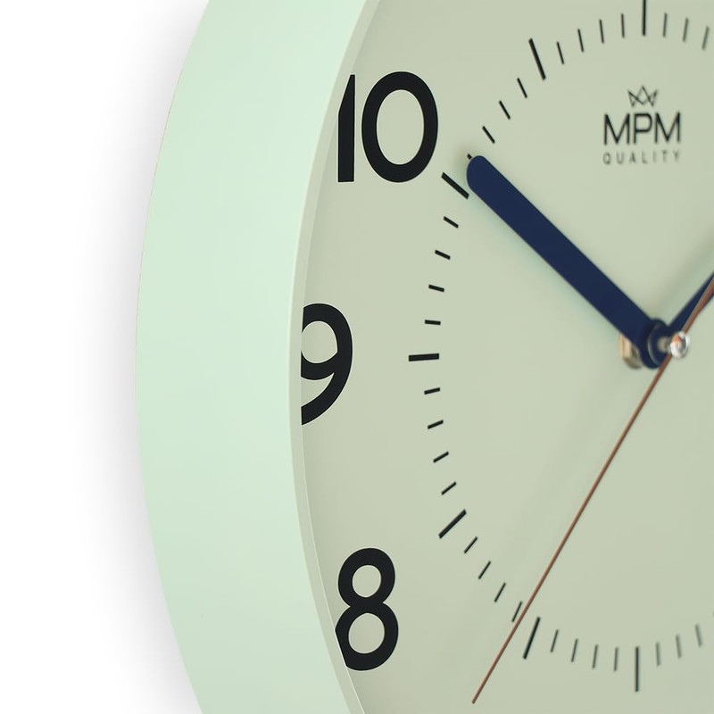 MPM Quality Design Plastic Wall Clock, Green, Large Arabic Numerals,