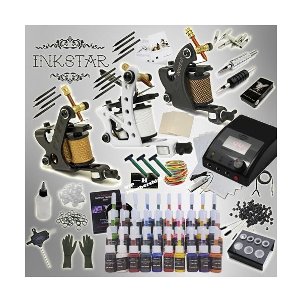Complete Tattoo Kit Inkstar Apprentice C 3 Machine Gun Power Supply 40 Truecolor Ink Starter Kit (255 PCS)