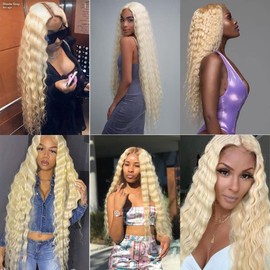 #613 Blonde Curly Wig Human Hair 24 Inch 4x1 Blonde Wig Human Hair HD Lace Front Wigs Pre Plucked with Baby Hair #613 Colour Blonde Curly Human Hair Wig 150 Density for Young Women