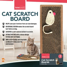 2pk Cat Scratching Board | 37 x 12cm | Reversible Cat Scratcher Cardboard Cat Scratchers for Indoor Cats, Small & Large | Cat Scratching Pad Cat Scratch Board Cat Cardboard Scratcher for Cats